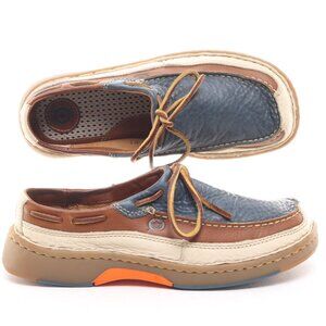 Born WAYZ Women's Leather Boat Shoes Loafers Multi Color • 6 • Brown/Blue